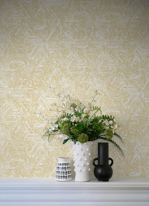 Retreat Yellow Quilted Geometric Wallpaper (Set of 2)