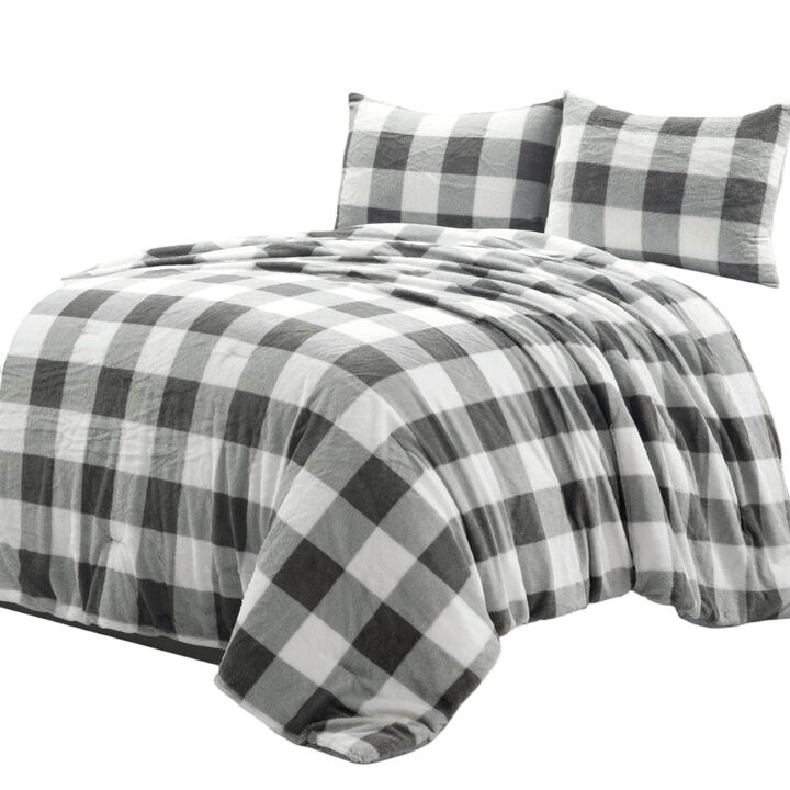 Cozy Faux Fur Plaid Comforter Set – Soft Bedding for All-Season Warmth