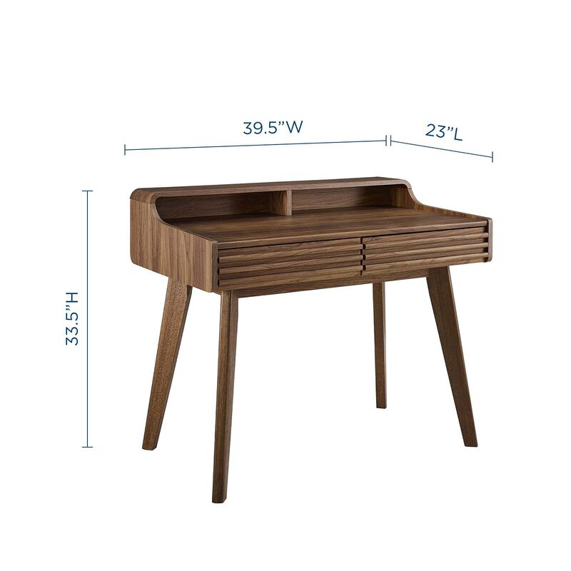 Modway Render Mid-Century Modern Writing Desk in Walnut image number 1