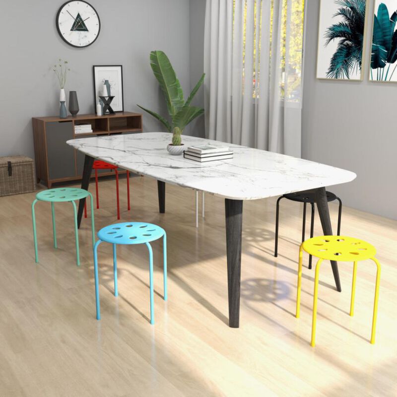 Hivvago 17.5 Inch Set of 6 Portable Plastic Stack Stools with Metal Frame
