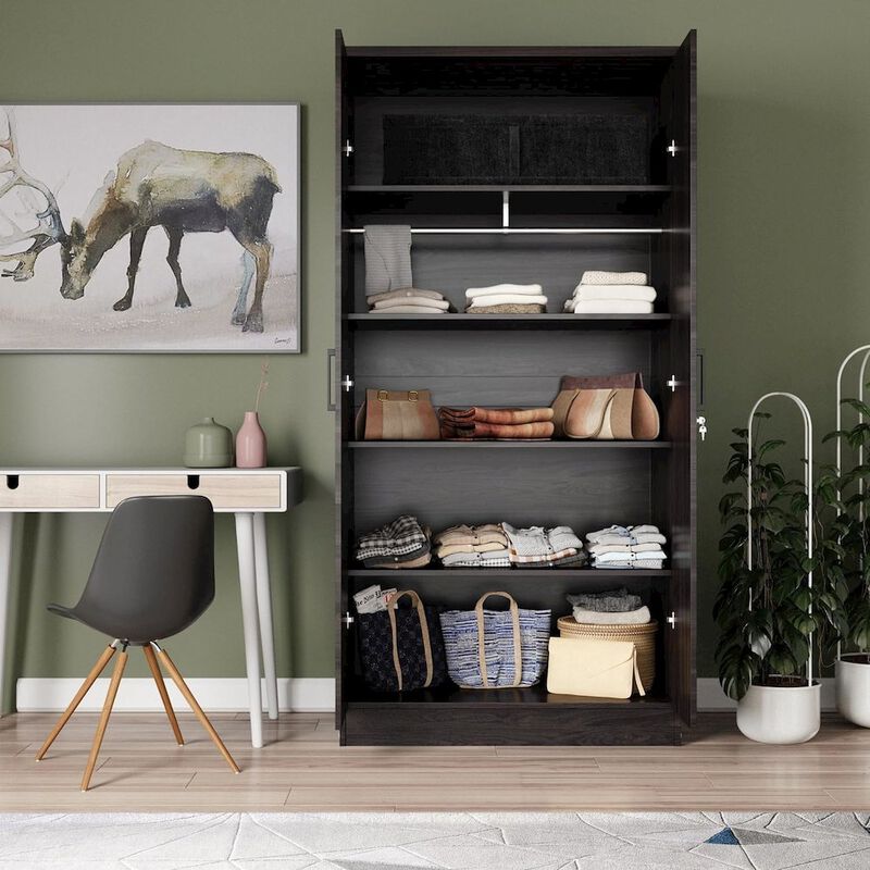 Two Door Armoire Wardrobe with Mirror