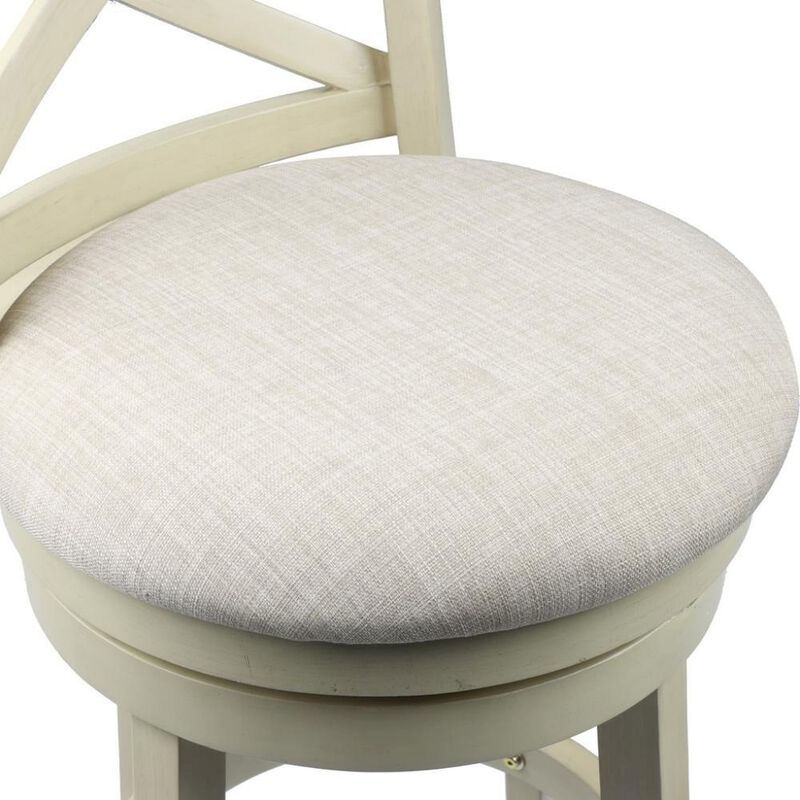 24-Inch Wood Counter Stool 360 Swivel Fabric Seat Ant White image number 3