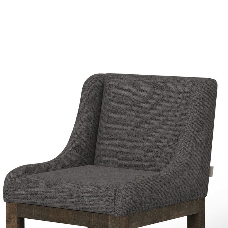 Lamy Counter Height Chair, Curved Arms, Compact, Rich Gray Polyester