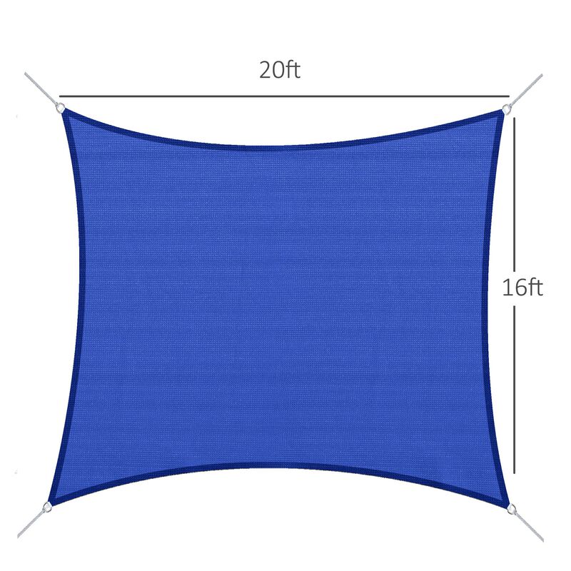 Azure Overhead Shield: 20'x16' Blue UV-Protective Rectangular Shade Sail