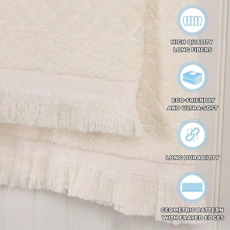 Absorbent Cotton Hand Towels Set of 6 with Geometric Jacquard Design image number 3