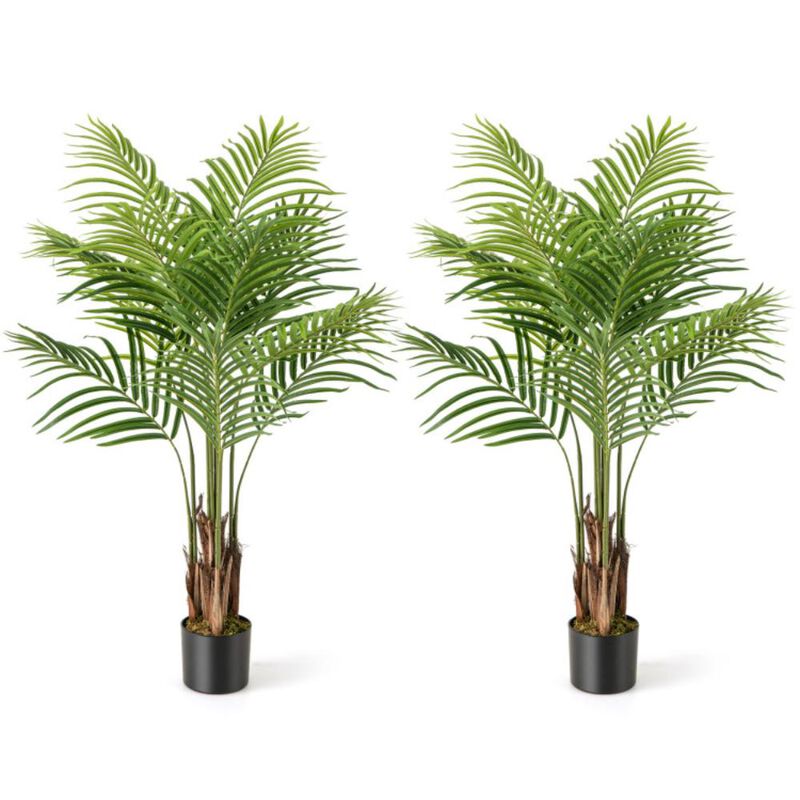 Hivvago 2 Pack 4.2 Feet Tall Artificial Palm Paradise Plant Large Fake Potted Tree