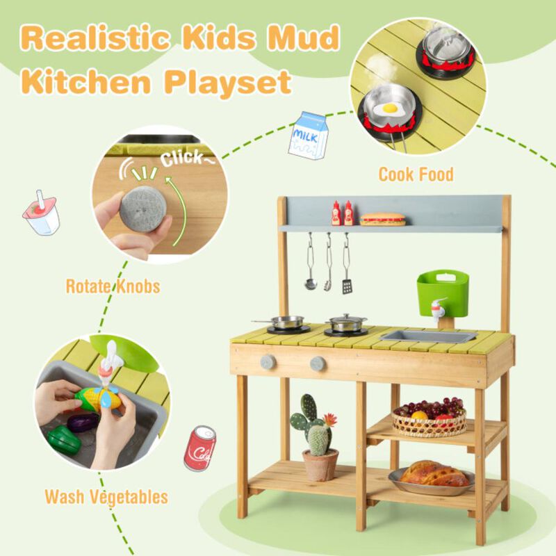 Hivvago Backyard Pretend Play Toy Kitchen with Stove Top