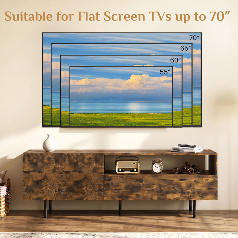 Modern Entertainment Center TV Stand with Storage Cabinet and Metal Legs image number 5