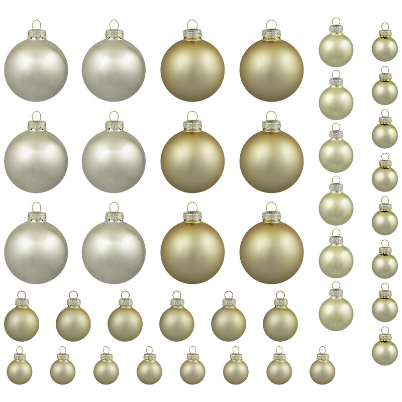 2-Finish Glass Christmas Ball Ornaments - 1", 1.25" and 2.5" - (60mm) - Gold - 40ct image number 1