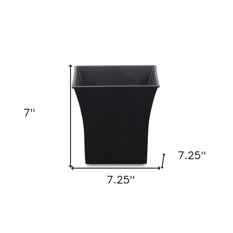 HomeRoots 7" Black Recycled Plastic Indoor Outdoor Square Pot Planter image number 3