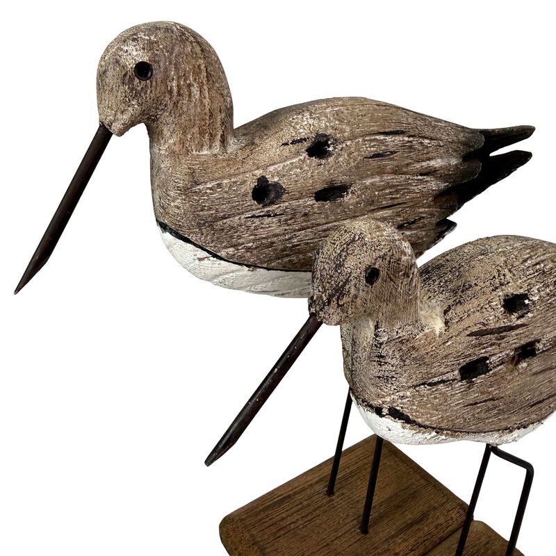 Set Of 2 Weathered Wood Sea Bird Statues Coastal Table Decor 1075 In image number 4