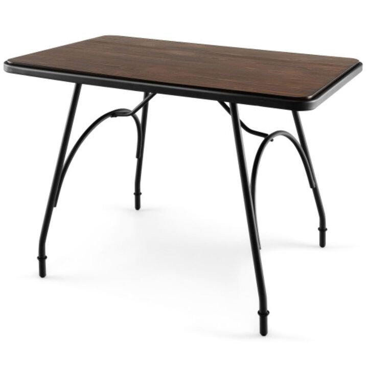 43 x 27.5 Inch Industrial Style Dining Table with Adjustable Feet-Rustic Brown