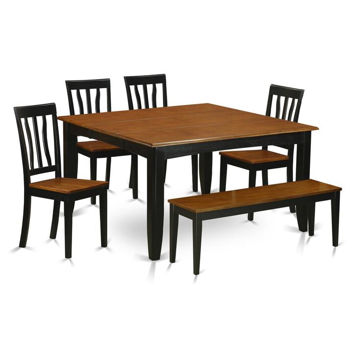 6 PC Kitchen table set with bench-Kitchen Tables and 4 Wood Kitchen Chairs Plus bench