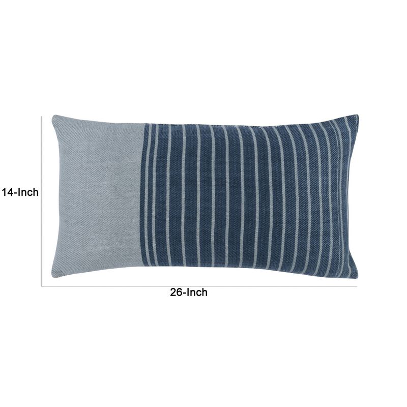 14 x 26 Linen Twill Accent Throw Pillow, Hand Printed Stripe Design, Gray-Benzara image number 5