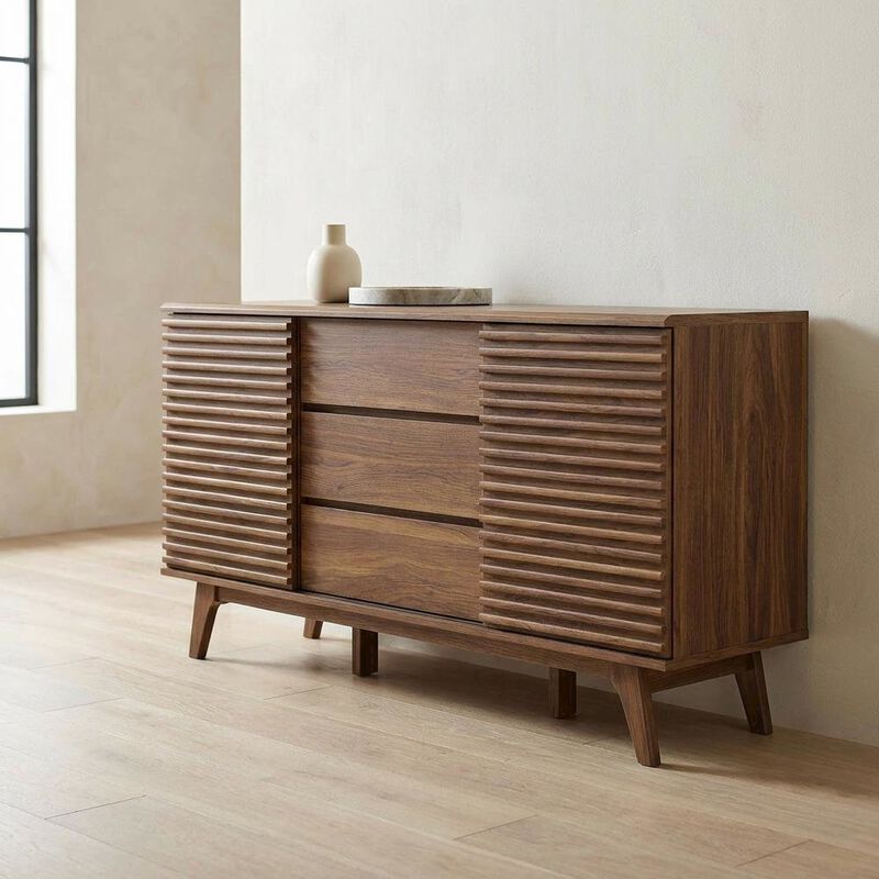 Wooden Sideboard Buffet Cabinet with Storage for Dining Room, Oak image number 4