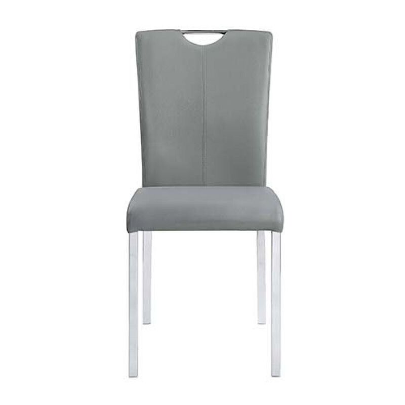 Pagan Side Chair (Set-2) in Gray PU & Chrome Finish DN00741