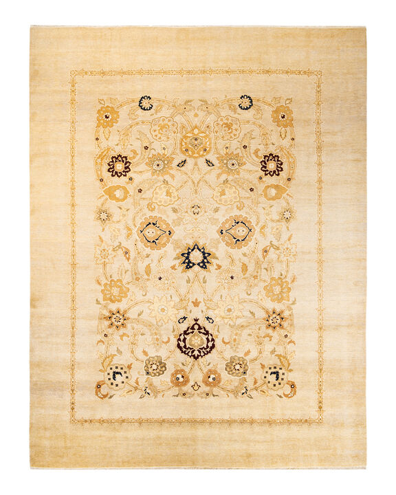 Eclectic, One-of-a-Kind Hand-Knotted Area Rug  - Ivory, 9' 0" x 11' 9"