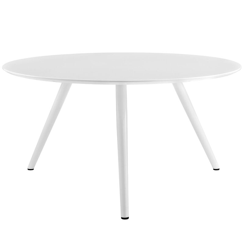 Modway Lippa 54" Mid-Century Modern Dining Table with Round Top and Tripod Base in White