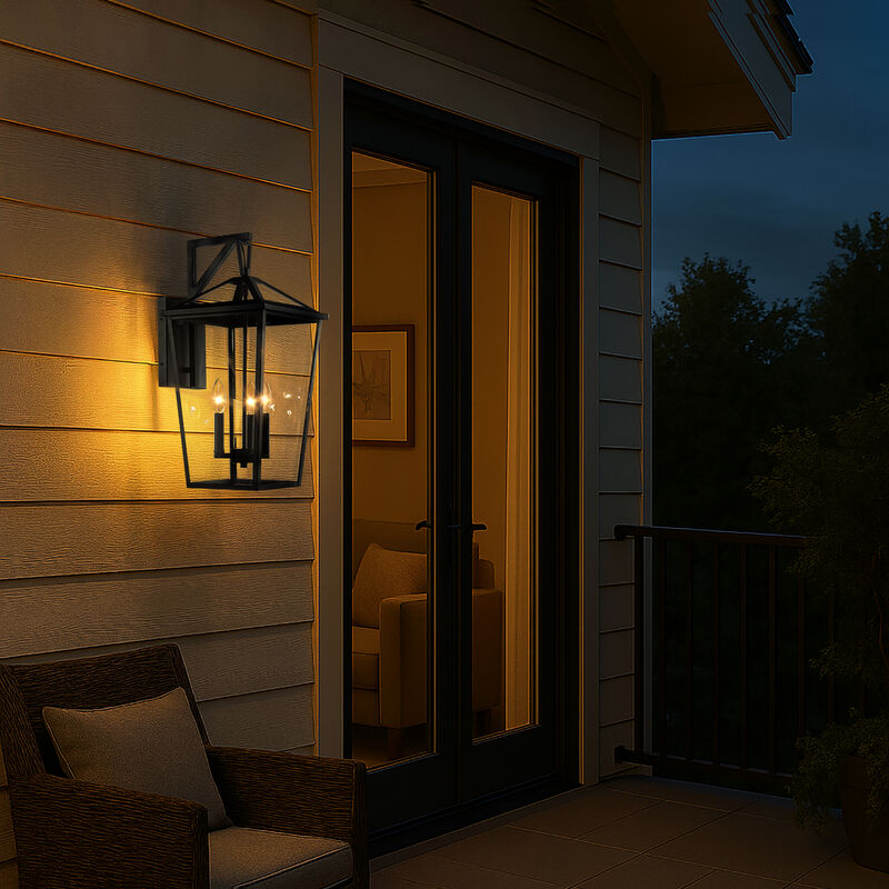 H22" 3-Light Classic Large Outdoor Wall Lantern Matte Black Exterior Wall Sconce with Clear Tempered Glass Open Bottom Wall Mount Light Fixture for Porch Garage Entryway image number 2