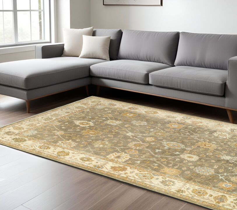 HomeRoots Wool Oriental Hand Knotted Area Rug