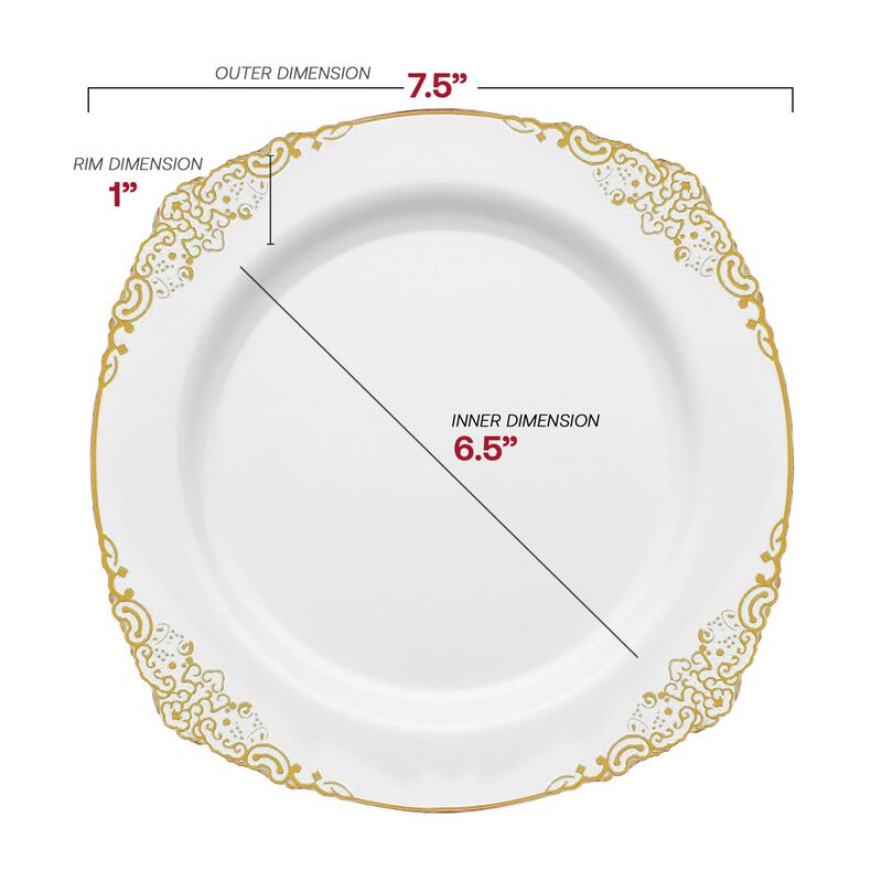 White with Gold Fancy Round Plastic Dinnerware Value Set (120 Sets) image number 3