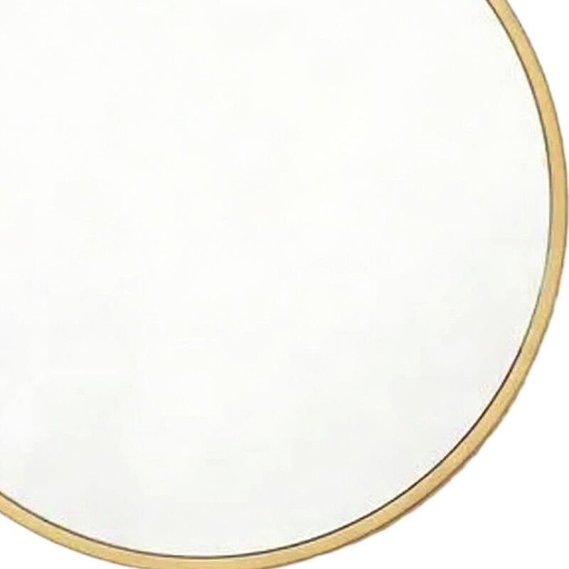 HomeRoots 24" Gold Aluminum Round Framed Accent Mirror image number 2
