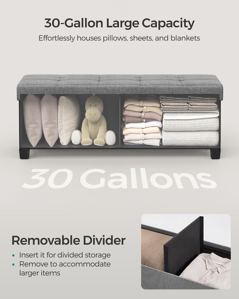 Storage Ottoman Bench for Bedroom, Living Room, or Entryway