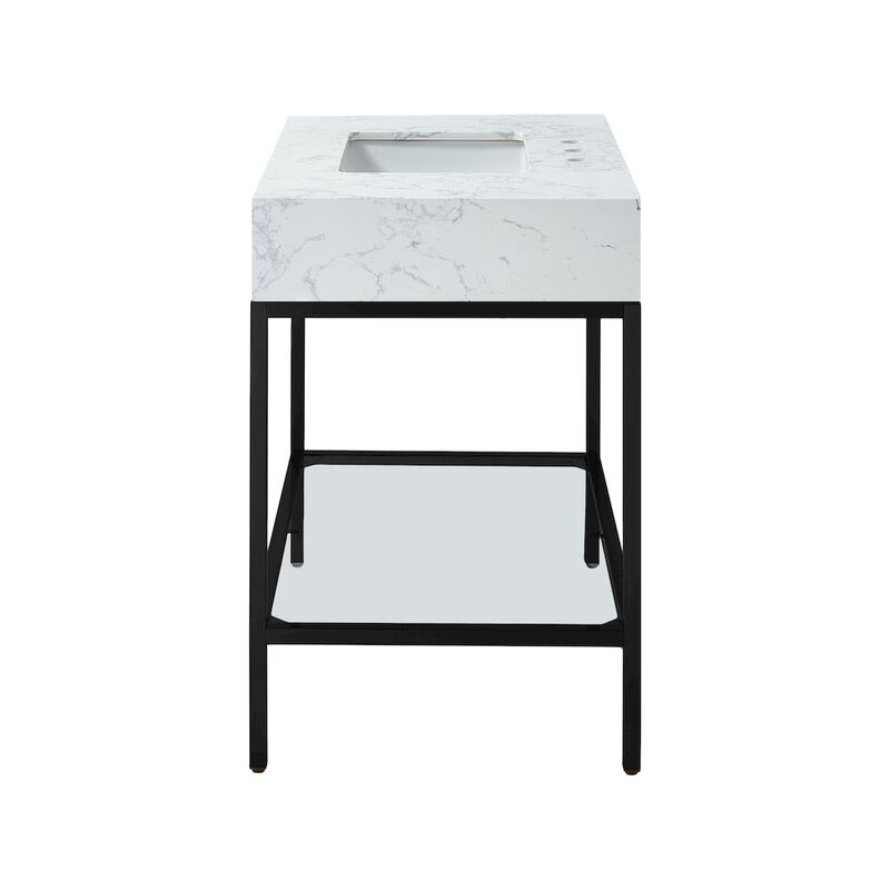 Meridian Furniture Marmo White Engineered Marble Bathroom Vanity