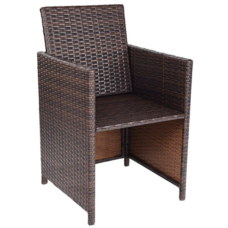 Mondawe 10-PieceOutdoor Patio Rattan Dining Set,6 Armrest Chairs & 4 Ottomans Soft Cushions