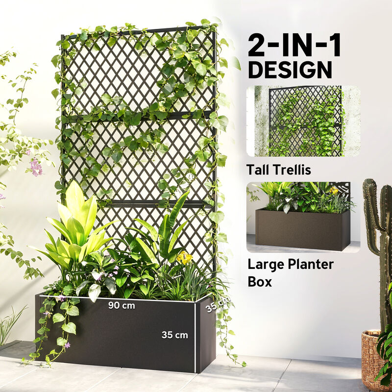 Hivvago Diamond Lattice Metal Garden Bed with Trellis image number 3
