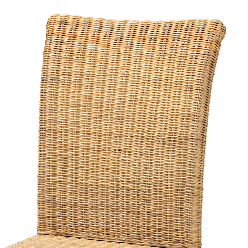 Baxton Studio Shamara Modern Bohemian Natural Rattan and Mahogany Wood Dining Chair
