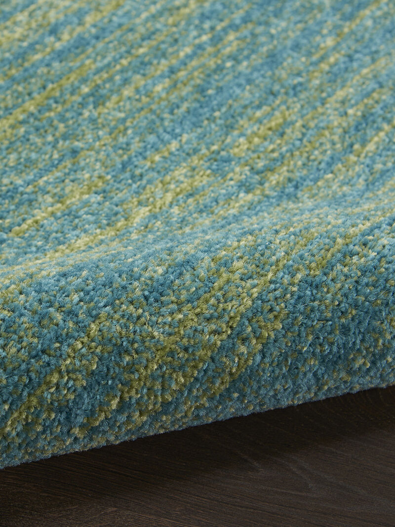 Nourison Essentials NRE01 Blue/Green 2'2" x 12' Rug image number 5