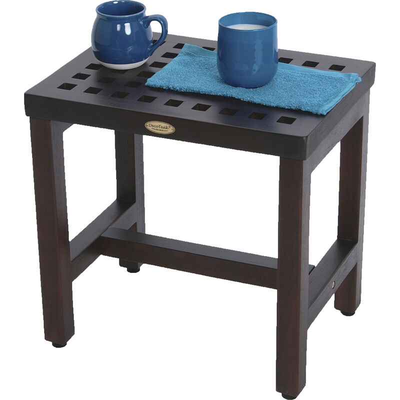 DecoTeak Espalier 18" Teak Wood Shower Bench in Woodland Brown Finish