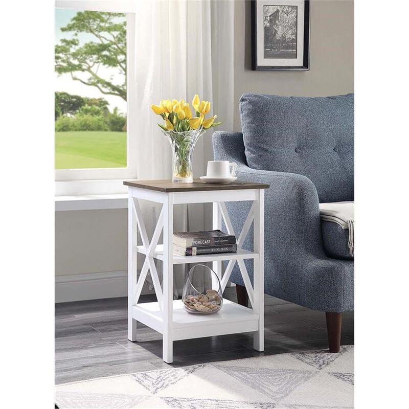 Convenience Concepts Oxford End Table 15.75"" - Modern Living Room Table with Storage Shelves, Transitional Nightstand Side Tabl