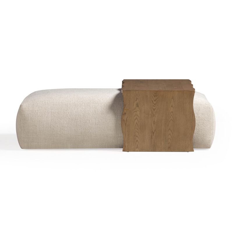 Tov Furniture Spencer Performance Basketweave Ottoman with Bridge Table (Cream) image number 4