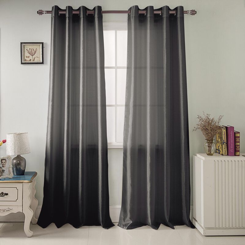 Nancy 2-Piece Grommet Panel 38" x 84" Charcoal by Rt Designers Collection image number 1