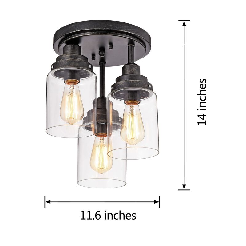 Blair Flush Mount in Antique Black Finish with Clear Glass Shades image number 2
