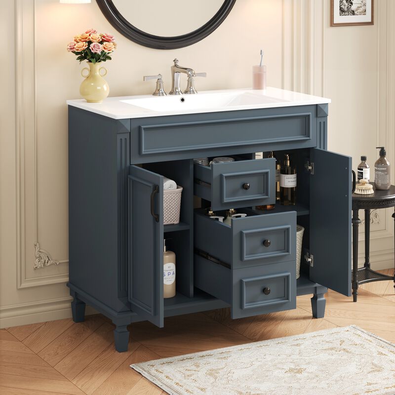 36 in. W Modern Bathroom Vanity with Sink and Top, 2 Soft-Close Doors and Storage Cabinet image number 2
