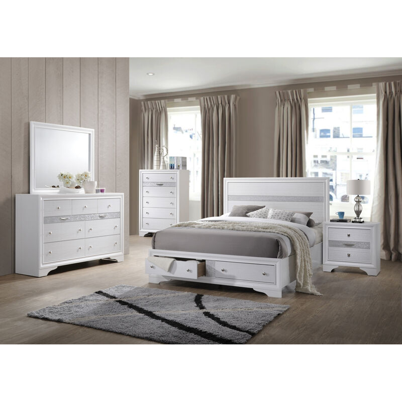 Streamdale Traditional Matrix 2 Drawer Nightstand In White Made With Wood
