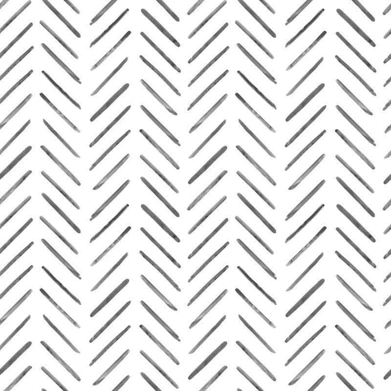 Painted Herringbone Black Wallpaper image number 0
