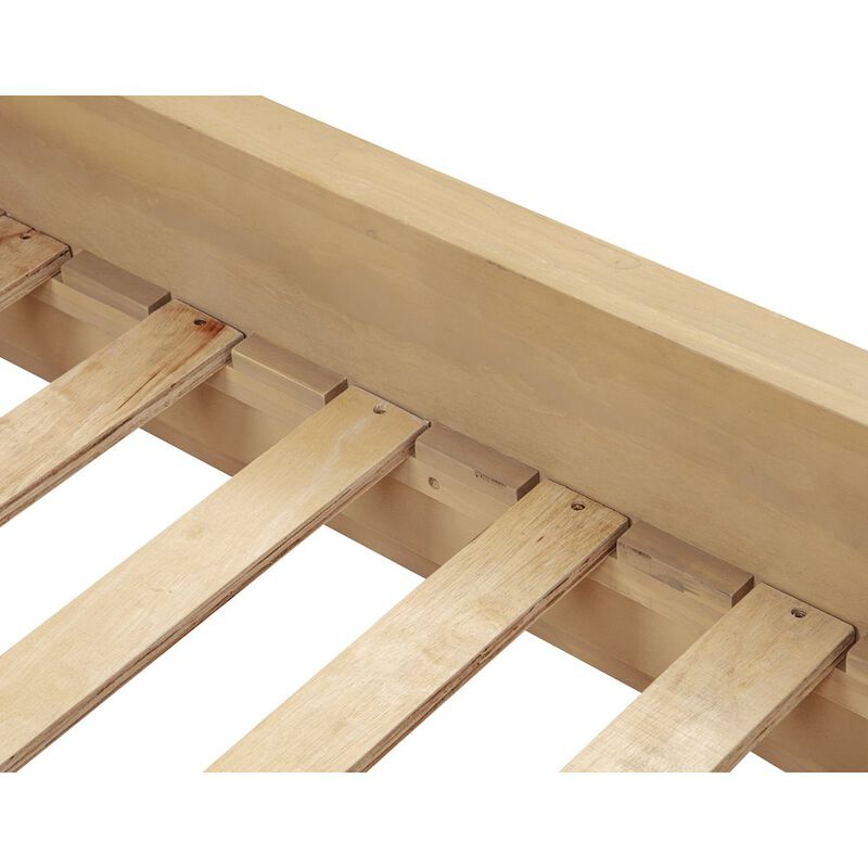 Best Master Furniture 89" Long Modern Fluted Platform Queen Bed Frame 47.5" High Headboard, Light Oak image number 3