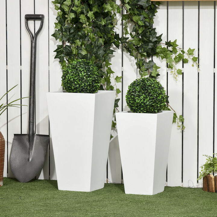 Hivvago Outdoor Flower Pots Set of 2 with Drainage Holes