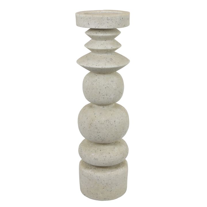 Josi Tabletop D&eacute;cor Candle Holder, Sculpted Turned Resin