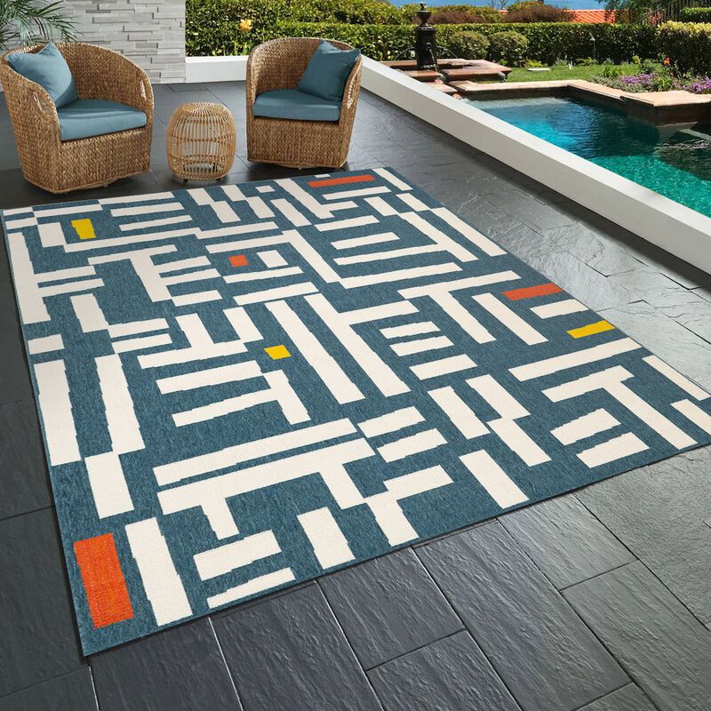 LR Home Mapa Durable Performance Area Rug Outdoor