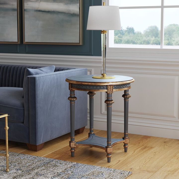 Butler Specialty Hellinger 24 in. W Round Wood Tall End Table with Open Shelf, Pastel Green