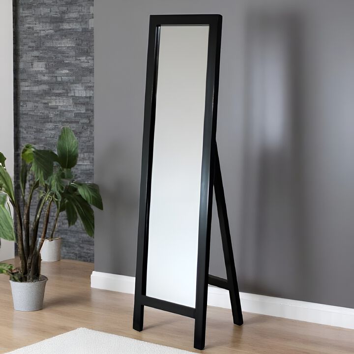 Contemporary Free-standing Floor Mirror in Wood Finish.