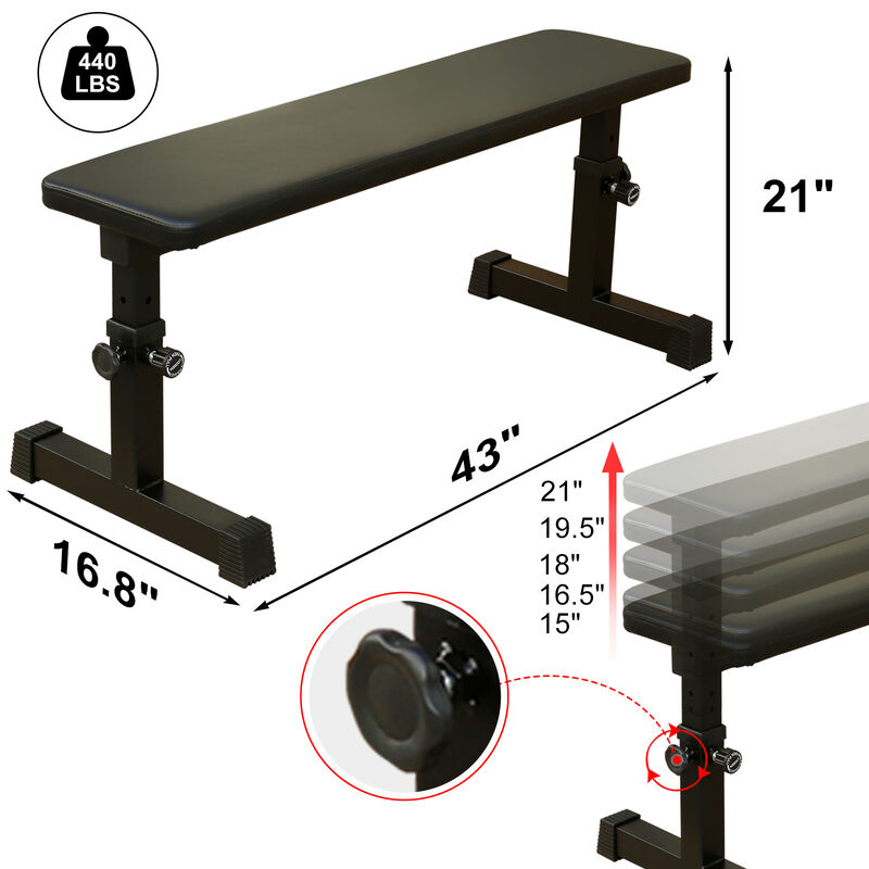 Jodnu Height Adjustable Flat Weight Bench image number 7