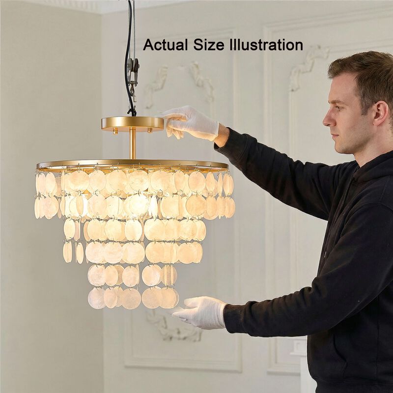 Pilar 4-Light Glossy Bronze Finish Natural White Shell Flush Mount image number 7