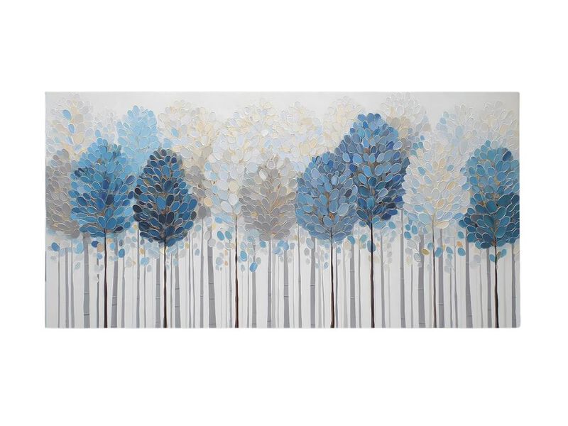 Blue White Tree Wall Art Modern Forest Landscape Canvas Decor for Living Room image number 0