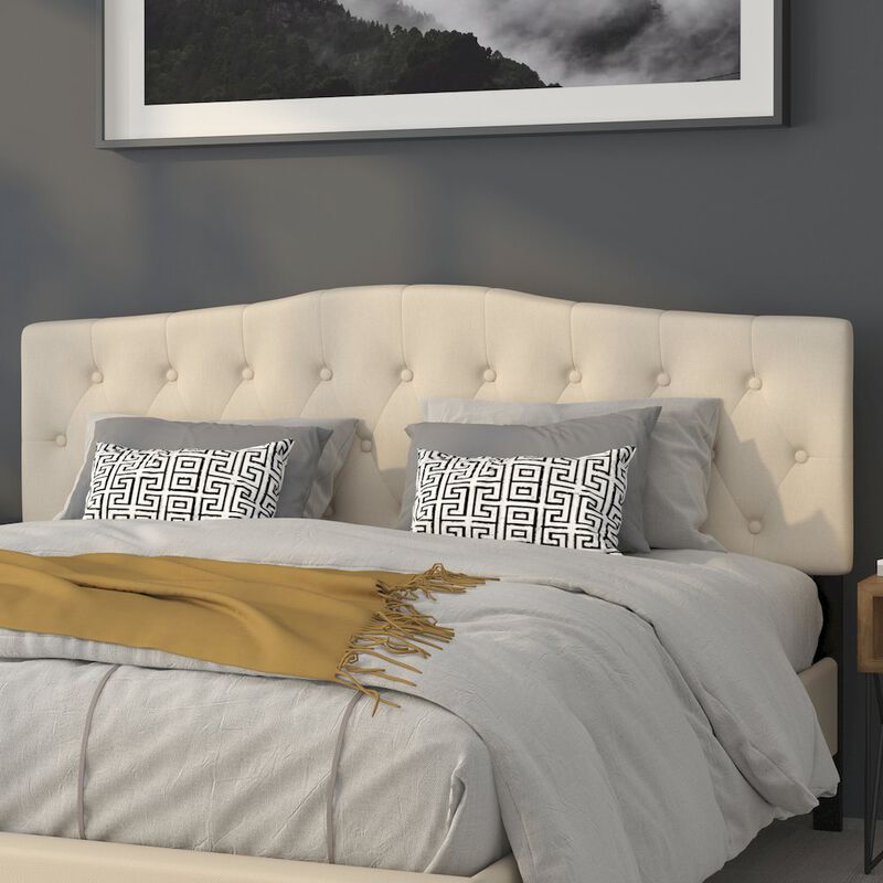 Flash Furniture Tufted Upholstered King Size Headboard in Beige Fabric image number 6